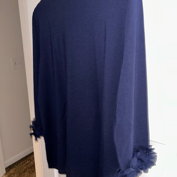 Chico’s Ponte 3D Applique Floral Tunic, Size 2 (Chico's sizes), Navy - Picture 4 of 9